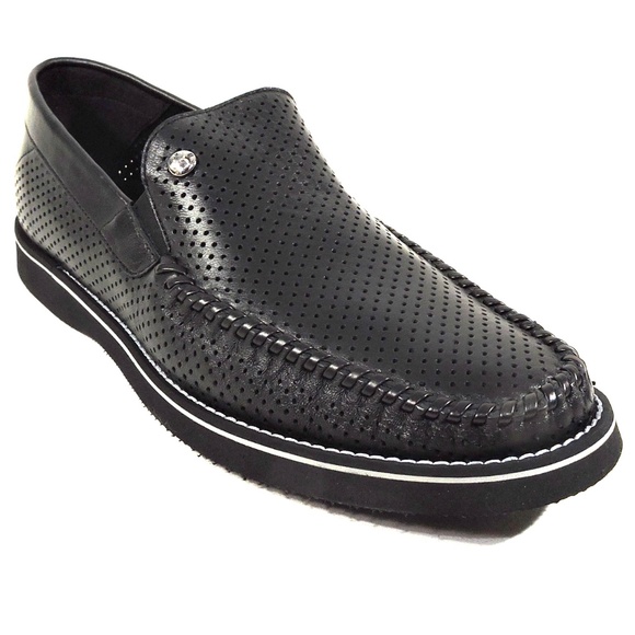 CASADEI 🇮🇹 MEN'S BLACK SOFT LEATHER COMFORT SUMMER LOAFERS - Picture 3 of 8